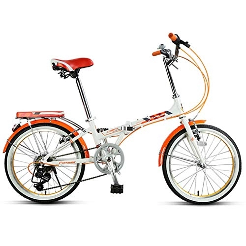 Plegables : HFJKD Mini 20 Pulgadas 6 de la Bici Plegable Velocidad de Bicicletas, Marco de aleación de Aluminio, Ligero Plegable Compacto de Bicicletas, adecuados para los desplazamientos y los Viajes, Naranja