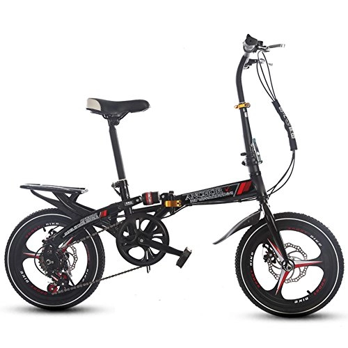 Plegables : HIKING BK Bicicleta Plegable 16 Pulgadas Mujer Variadores de Velocidad Amortiguador de Choque Adulto Super Light Bicicleta de Estudiante con Cesta-B 107x120cm(42x47inch)