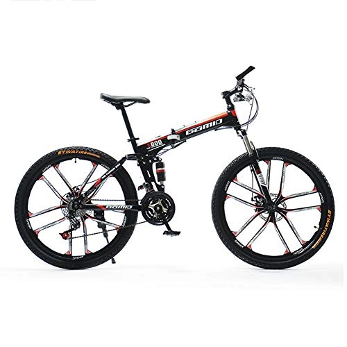 Plegables : HLMIN-Bicicletas Plegable 21 24 27 Marco De Acero De Velocidad Ruedas De 26 Pulgadas Bicicleta Plegable De Doble Suspensin (Color : Black, Size : 21speed)