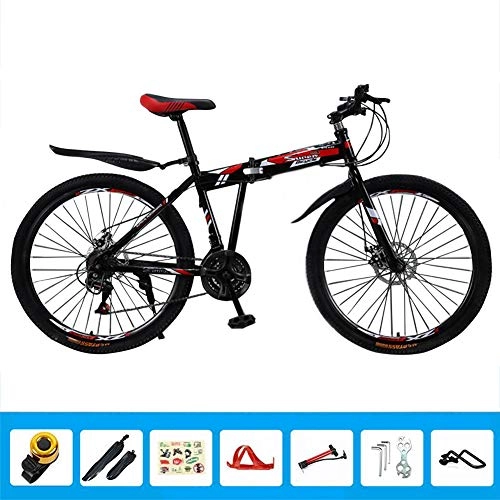 Plegables : HLMIN-Bicicletas Plegable 21 24 27 Velocidades Bicicleta Cambio Rpido Velocidad Plegable 26 Pulgadas Bicicleta De Doble Suspensin Bicicleta Plegable (Color : Black, Size : 21speed)