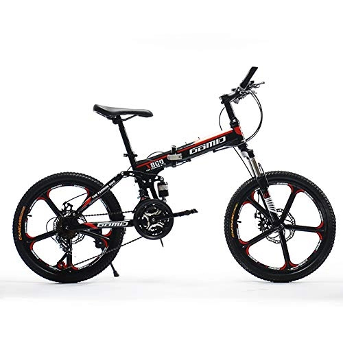 Plegables : HLMIN-Bicicletas Plegable Bicicleta De Montaa De 21 Velocidades 20 Pulgadas Ruedas De 5 Radios Bicicleta De Doble Suspensin MTB (Color : Black, Size : 21speed)