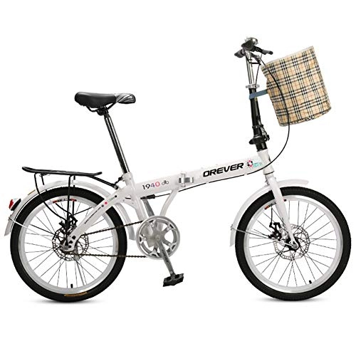 Plegables : HLMIN-Bicicletas Plegable Bicicleta Ultraligera Porttil De 20 Pulgadas con Ruedas MTB De Doble Suspensin (Color : White, Size : 20 Inches)