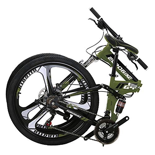 Plegables : HLMIN-Bicicletas Plegable Marco De Acero De 21 Velocidades Ruedas De 26 Pulgadas Bicicleta De Doble Suspensin Plegable (Color : Green, Size : 21Speed)