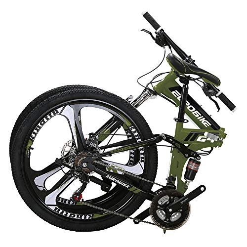 Plegables : HLMIN-Bicicletas Plegable Marco De Acero De 27 Velocidades Ruedas De 26 Pulgadas Bicicleta De Doble Suspensin Plegable (Color : Green, Size : 27Speed)