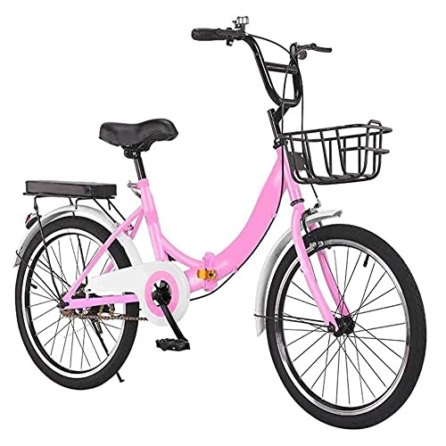Plegables : HLW Pink-20inchesBicicletas Plegables, Bicicletas de Velocidad 6 para Adultos, Mujeres, Hombres y Adolescentes, neumáticos Antideslizantes, Estructura de Acero de Alto Carbono
