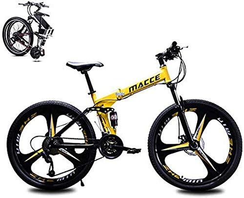 Plegables : Hombres y mujeres bicicleta de montaña adultos plegable bicicleta de montaña estudiante 27 velocidades 26 pulgadas velocidad variable bicicleta ciudad amortiguador bicicleta-amarillo
