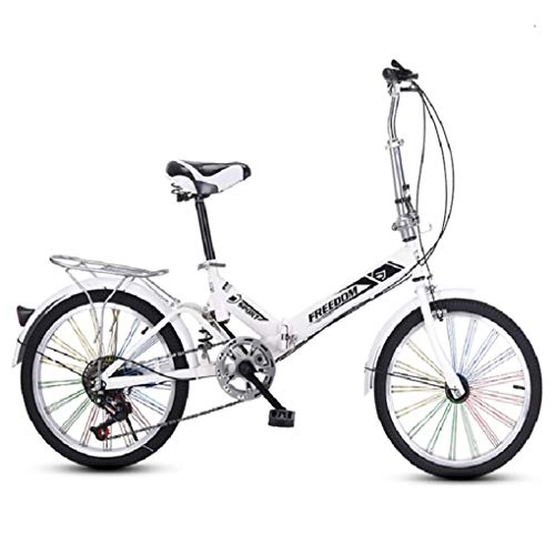 Plegables : HSBAIS Bicicleta Plegable para Adultos, con V Freno Compacto de Bicicletas Resistentes al Desgaste de los neumáticos cómodo Asiento de Gran Urbana a Caballo, White_155x94x67cm