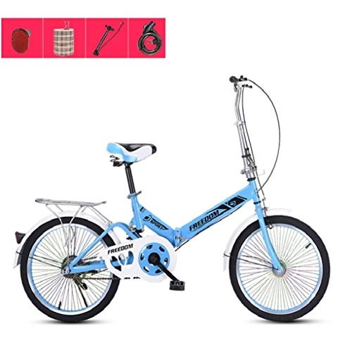 Plegables : HSBAIS Bicicleta Plegable para Adultos, Ligero con V Freno Compacto de Bicicletas Asiento cmodo, para Trabajo Pesado 330lb Gran Urbana a Caballo, Blue_155x94x67cm