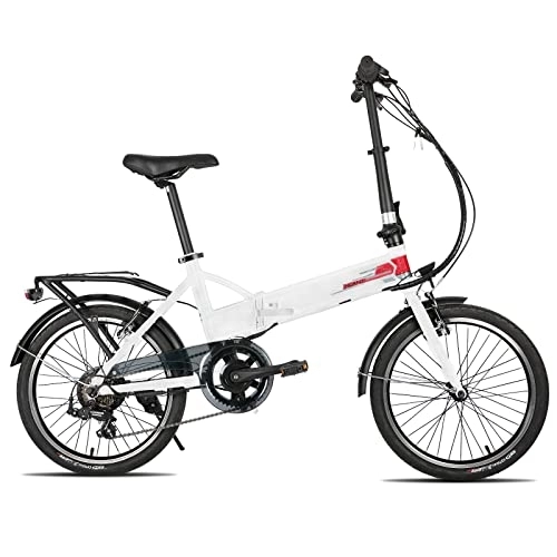 Plegables : Huntaway - Bicicleta plegable para bicicleta, 20 pulgadas, para hombre, niños, niñas y mujeres, 6 velocidades, color blanco