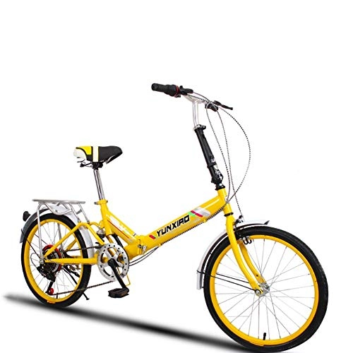 Plegables : HWZXC Bicicletas Plegables para Estudiantes, Bicicletas Plegables ultraligeras para Ciclismo de Mujer, Mini Bicicleta Plegable para Hombre, Color Yellow B, tamaño 51 cm