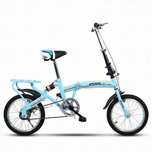 Plegables : HWZXC Bicicletas Plegables para niños, Bicicletas Plegables para Estudiantes, Ligeras y pequeñas Bicicletas Plegables para Hombre y Mujer Que absorben los Golpes, Color Azul, tamaño 16inch