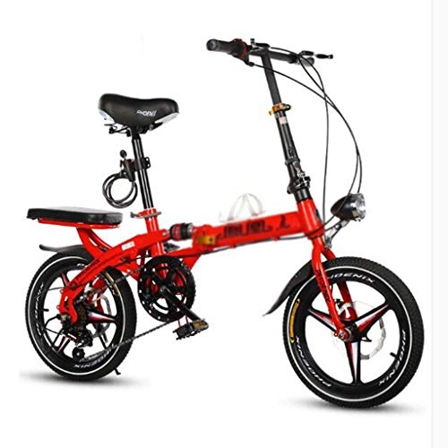 Plegables : HY-WWK Bicicleta Plegable para Bicicleta Unisex Frenos de Disco de 16 Pulgadas con Bicicleta Portátil Gearbox Sports de 20 Pulgadas, 16 Pulgadas-Rojo