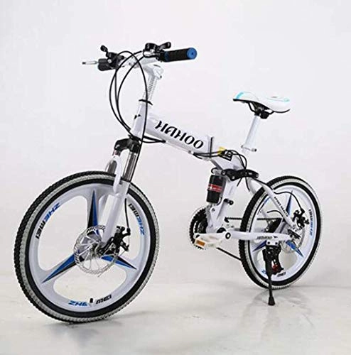 Plegables : HY-WWK Bicicletas Plegables de 20 'Para Bicicletas de Montaña Equipadas con Horquilla de Suspensión Antideslizante con Suspensión Completa con Freno Doble de 3 Radios, Blanco