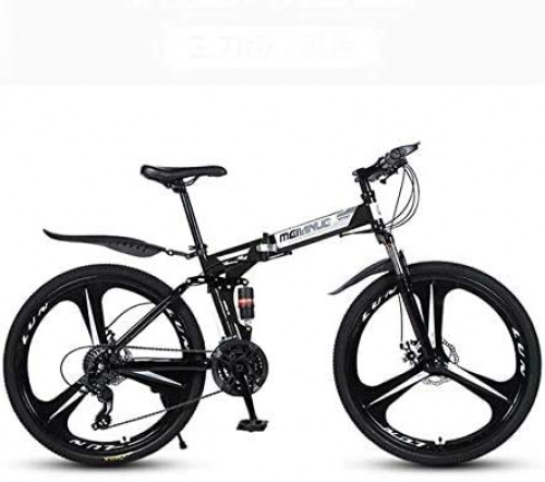Plegables : HYCy Bicicleta De Montaña para Adultos, Bicicleta Plegable Marco De Acero De Alto Carbono, Bicicletas MTB De Suspensión Completa, Doble Freno De Disco, Pedales De PVC