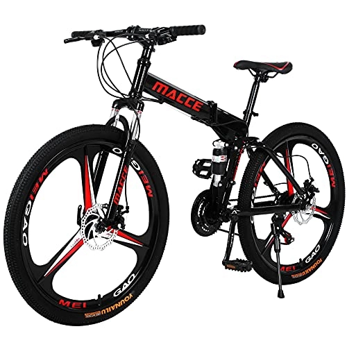 Plegables : Hyhome Bicicletas de montaña plegables para adultos, ruedas de 26 pulgadas, 3 radios de 27 velocidades, bicicleta de freno de disco dual para hombres y mujeres (Blcak)