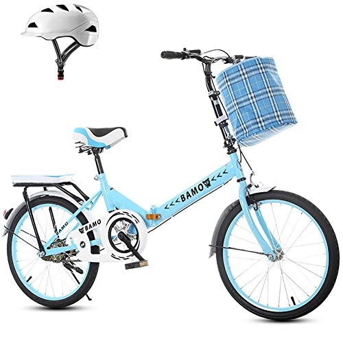 Plegables : JACK'S CAT Mini Bicicleta Plegable, Bicicleta Plegable 16 / 20 Pulgadas Bicicleta pequeña Estudiantes Adultos Portátil para Mujeres Ciclismo Urbano, Adecuado para Viajar y Trabajar, Azul, 20in