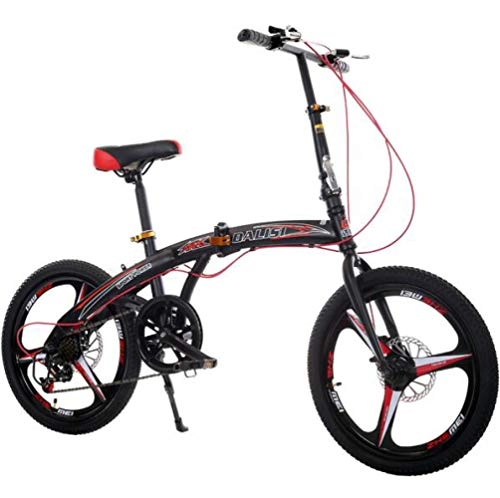 Plegables : JI TA Bicicleta Btt 20" Mountain Bike Plegable Unisex Adulto Aluminio Urban Bici Ligera Estudiante Folding City Bike, sillin Confort Ajustables, 7 Velocidad, Capacidad 110kg, Doble Fren