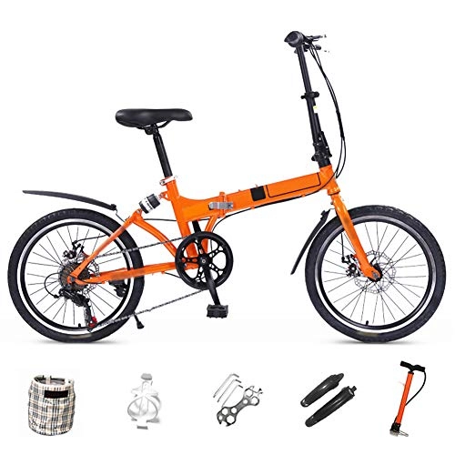 Plegables : JI TA Bicicleta de Montaña Plegable, 7 Velocidades, Bicicleta Adulto, 20 Pulgadas Bici para Hombre y Mujerc, MTB con Doble Freno Disco / Orange