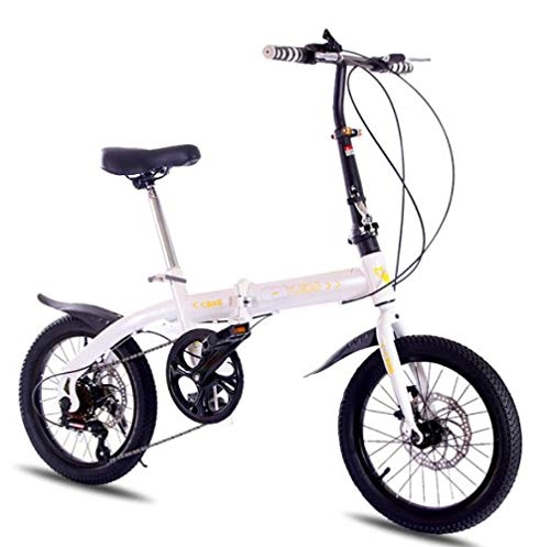 Plegables : JI TA Bicicleta Plegable De 16 Pulgadas De Aluminio para Unisex Adultos, Niños, Viaje Urban Bici Ajustables Manillar Y Confort Sillin, Capacidad 75kg / White