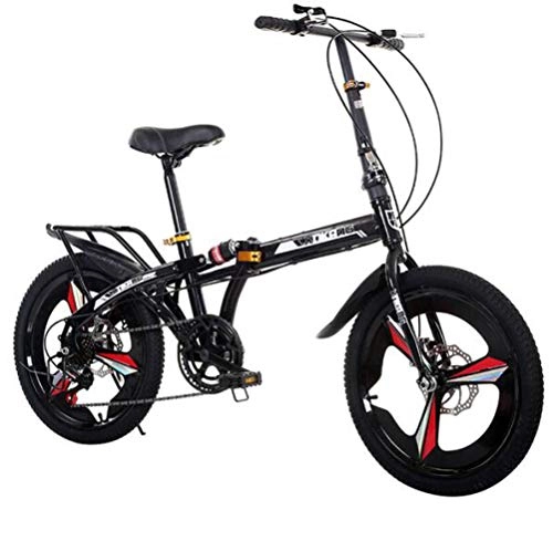 Plegables : JI TA Bicicleta Plegable De 20 Pulgadas De Aluminio para Unisex Adultos, Niños, Viaje Urban Bici Ajustables Manillar Y Confort Sillin, Folding Pedales, Capacidad 140kg / Negro