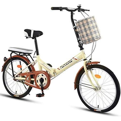 Plegables : JINDAO Bicicleta plegable plegable de 20 pulgadas para hombres y mujeres, bicicleta plegable ligera para adultos, portátil, freno de disco doble (color: amarillo)