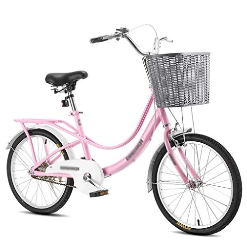 Plegables : Jixi De Bicicleta para Mujer en la Edad portátil Cuadro de la Bicicleta Acero de Alto Carbono de Bicicletas de 20 Pulgadas de Bicicletas (Color : Pink, tamaño : 20in)