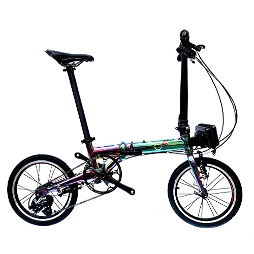 Plegables : Jiyagshu 14 / 16 Pulgadas Bicicleta Plegable De Velocidad Variable, Delantera Y Trasera con Amortiguador De Doble Freno De Disco Bicicletas, Macho Y Hembra De Estudiantes De La Bici Adulta 14in
