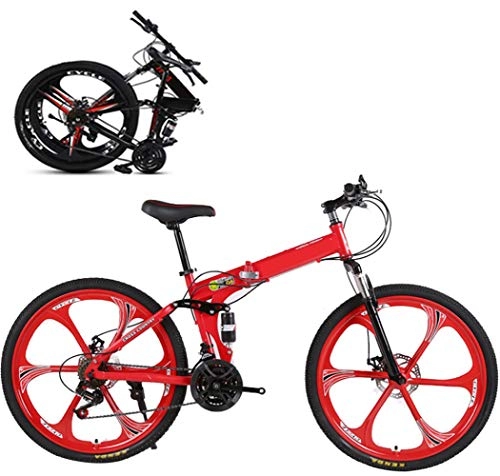 Plegables : Jjwwhh Bicicleta de montaña Plegable de 26 Pulgadas, Bicicleta de Bicicleta de montaña para Adultos Acelerador de Cambio de 21 velocidades con 6 Ruedas de Corte / Red