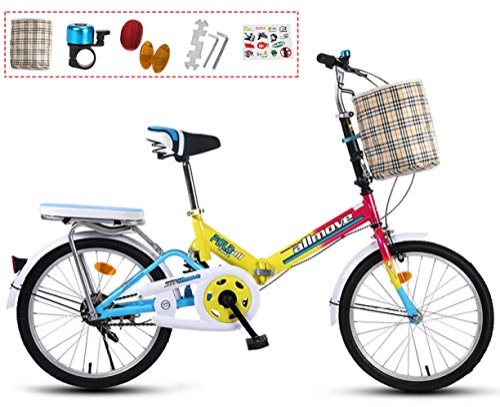 Plegables : Jjwwhh Bicicleta Plegable Urbana 20 Pulgadas de 7 velocidades Bici Plegable Folding Bike, Sillin Confort, Unisex Adulto / Rainbow
