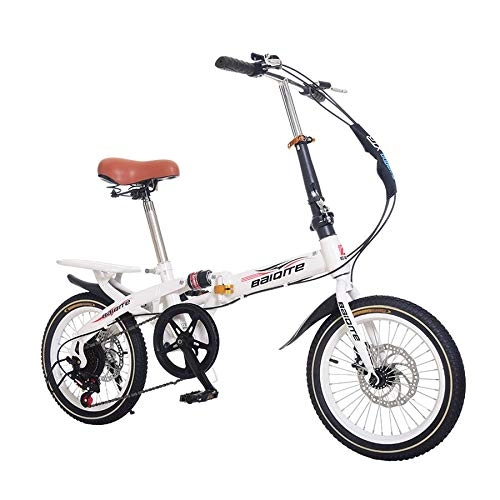 Plegables : JKC - Mini bicicleta plegable de 16 pulgadas y 20 pulgadas, 7 velocidades, bicicleta de disco para nios, con cesta plegable