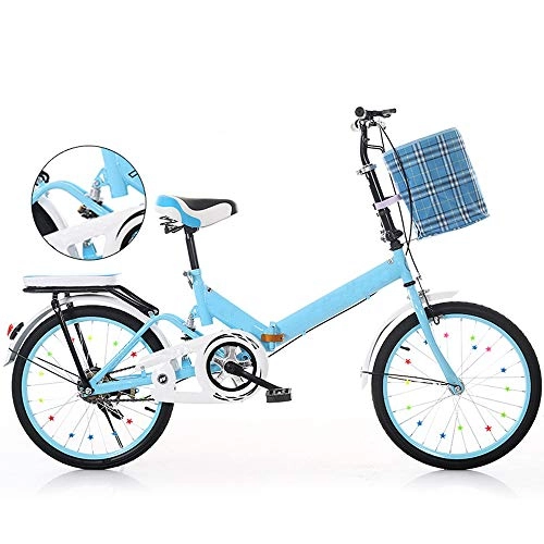 Plegables : JL 1791 / 5000 Bicicleta Plegable Marco de Acero de 20"Absorción de Golpes Portátil Ultraligero Plegado rápido Doble Freno Bicicleta para Adultos(Color:Azul)