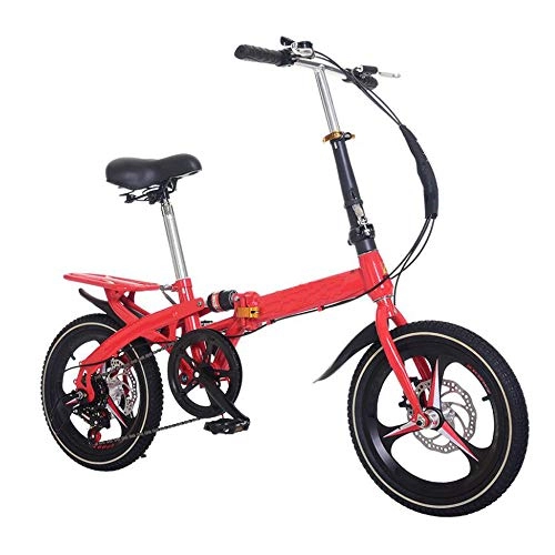 Plegables : JL Bicicleta Bicicleta Plegable de 20"Marco de Acero Absorción de Choque Velocidad Variable Portátil Ultraligero Plegado rápido Bicicleta para Adultos(Color:Rojo)