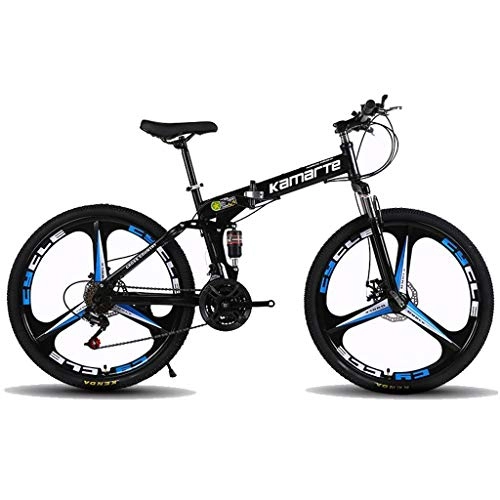 Plegables : JLASD Bicicleta de montaña Mountainbike 26 '' Estructura Ligera de Acero al Carbono 21 / 24 / 27 Velocidad del Freno de Disco de Doble suspensión Unisex (Color : Black, Size : 21speed)
