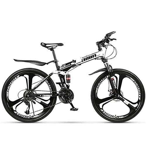 Plegables : JooGoo Bicicleta Plegable, 26" Acero Al Carbono Plegable Bicicleta de Montaña, Bicicleta de montaña con suspensión Completa, 21 Velocidades y Doble Freno de Disco, Adultos Unisex