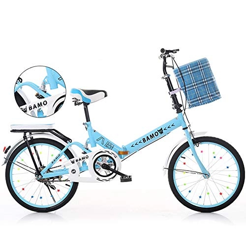 Plegables : JTYX Bicicleta Plegable de 20 Pulgadas para Hombres Adultos, Mujeres, Bicicleta portátil Ultraligera, Altura Ajustable, Bicicleta Plegable para Carretera de Ciudad con Cesta