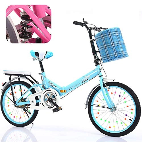 Plegables : JTYX Bicicleta Plegable para Hombres Mujeres Bicicleta Plegable Ligera con Canasta y Marco Mini Bicicletas portátiles Ajustables para niños Estudiantes, 16 Pulgadas / 20 Pulgadas