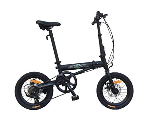Plegables : K+POP 16AF01BL Bicicleta de ciudad plegable de aleacin ligera de 40, 6 cm, 6 SP, frenos de disco dual, frenos de disco