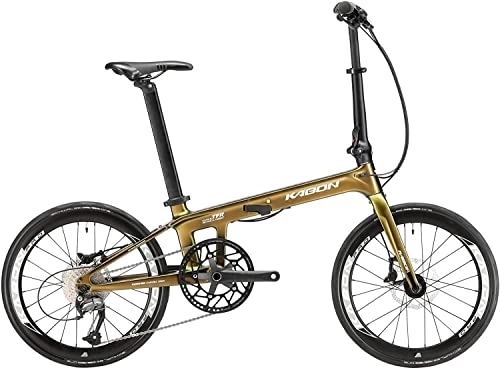 Plegables : KABON Bicicleta Plegable, Bicicleta de Carbono Plegable de 20" con Cuadro de Fibra de Carbono y Cambiador Shimano Altus SL-M2000 9-Velocidades Bicicleta de Ciudad Ligera para Unisex-Adulto