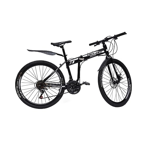 Plegables : Kaichenyt Bicicleta de montaña, horquilla de suspensión, 21 marchas, cambio para adultos, hombres y mujeres, 26 pulgadas, bicicleta plegable premium (blanco y negro)