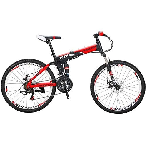 Plegables : KAMELUN Bicicleta de Montaña, 24 Pulgadas Plegable Bicicleta De Montaña para Adultos Bicicleta Plegable de Alta Velocidad de Acero al Carbono de Doble Absorción De Impacto Bicicleta, Rojo