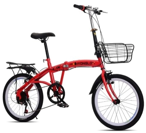 Plegables : Kcolic Bicicletas Plegables, Bicicleta Plegable 20 Pulgadas, Bicicleta Plegable 6 Velocidades, Bicicleta Plegable con Freno En V Doble Ajustable Red, 20inch