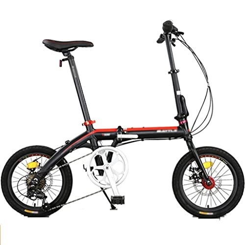 Plegables : KDHX Horquilla de suspensión Plegable de Freno de Disco Doble de suspensión Completa de Bicicleta de montaña de 16 Pulgadas Que Toma Amarillo Rojo para Deportes al Aire Libre de Bicicleta de Mujer