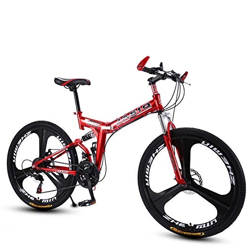 Plegables : KNFBOK bicis de montaña mujer Bicicleta de montaña de 26 pulgadas Bicicleta de montaña plegable de 21 velocidades Bicicleta de freno de doble disco Nueva bicicleta de montaña plegable Adecuado para adultos rojo