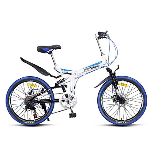 Plegables : KOSGK Bicicleta MontañA 26 Pulgadas Bicicletas para NiñOs 7 Velocidades Guardabarros Delantero Y Trasero Unisex Doble AbsorcióN Impactos Antes Y DespuéS, Azul