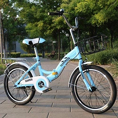 Plegables : KRXLL Bicicleta Plegable Bicicleta Plegable para niños de Velocidad Variable de 20 Pulgadas Bicicleta portátil de Velocidad Ultraligera-Azul
