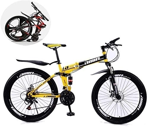 Plegables : KRXLL Mountain Bikes Plegable 24 Pulgadas de Doble amortiguación 21 / 24 / 27 Velocidad de una Rueda Variable-C_24 velocidades