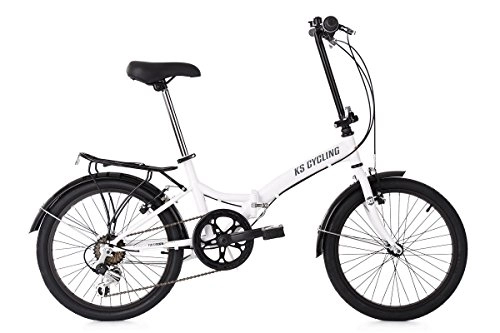 Plegables : KS Cycling Foldtech - Bicicleta Plegable (6 velocidades), Color Blanco, tamaño 20 Pulgadas (50, 8 cm)