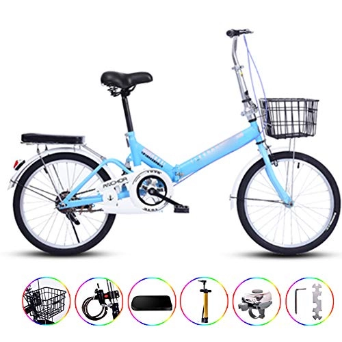 Plegables : KuaiKeSport Bicicleta Plegable, Mini Bikes Bici Plegable Street 20 Pulgadas, Ultra Ligero Bicicleta de Ciudad para Hombre Mujer Estudiantes Adultos Urban Commuter Bicycle Instalación Gratis, Azul