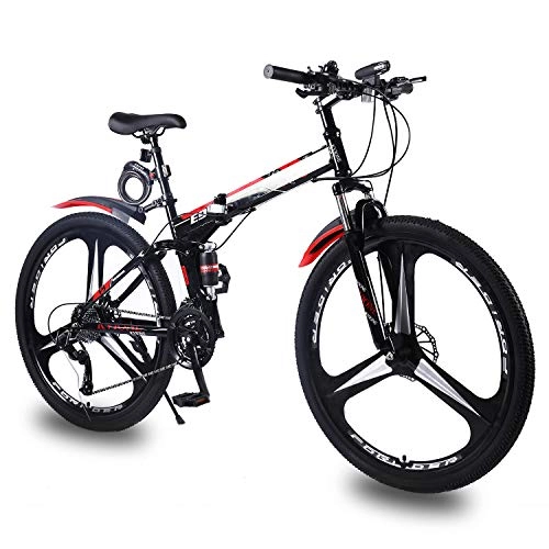Plegables : KVIONE E9 Bicicleta Hombre De 27 Velocidades Bicicleta 29 Pulgadas Bicicleta De Montaña De Acero De Alto Carbono Bicicleta Plegable con Freno De Disco Bicicleta 29 (Negro)
