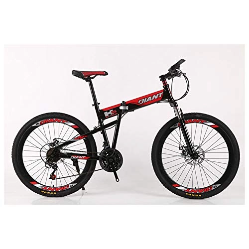Plegables : KXDLR Bici de montaña Plegable 21-30 Velocidades de Bicicletas Tenedor de suspensin MTB Marco Plegable 26" Ruedas con Frenos de Doble Disco, Rojo, 30 Speed